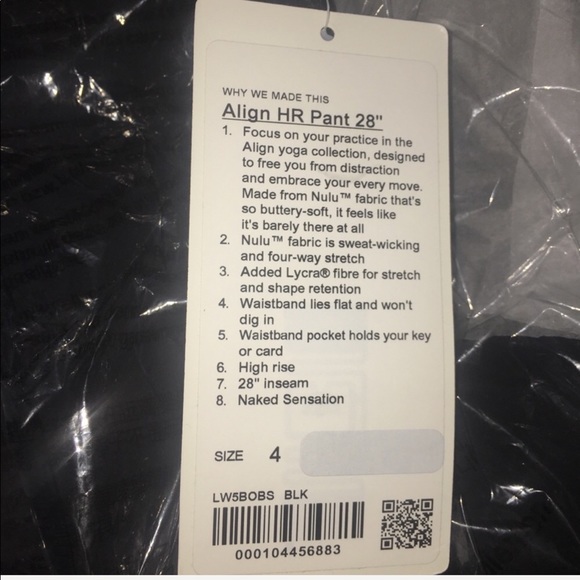 NWT Lululemon Align HR Pant 28” size 4 - Picture 3 of 5